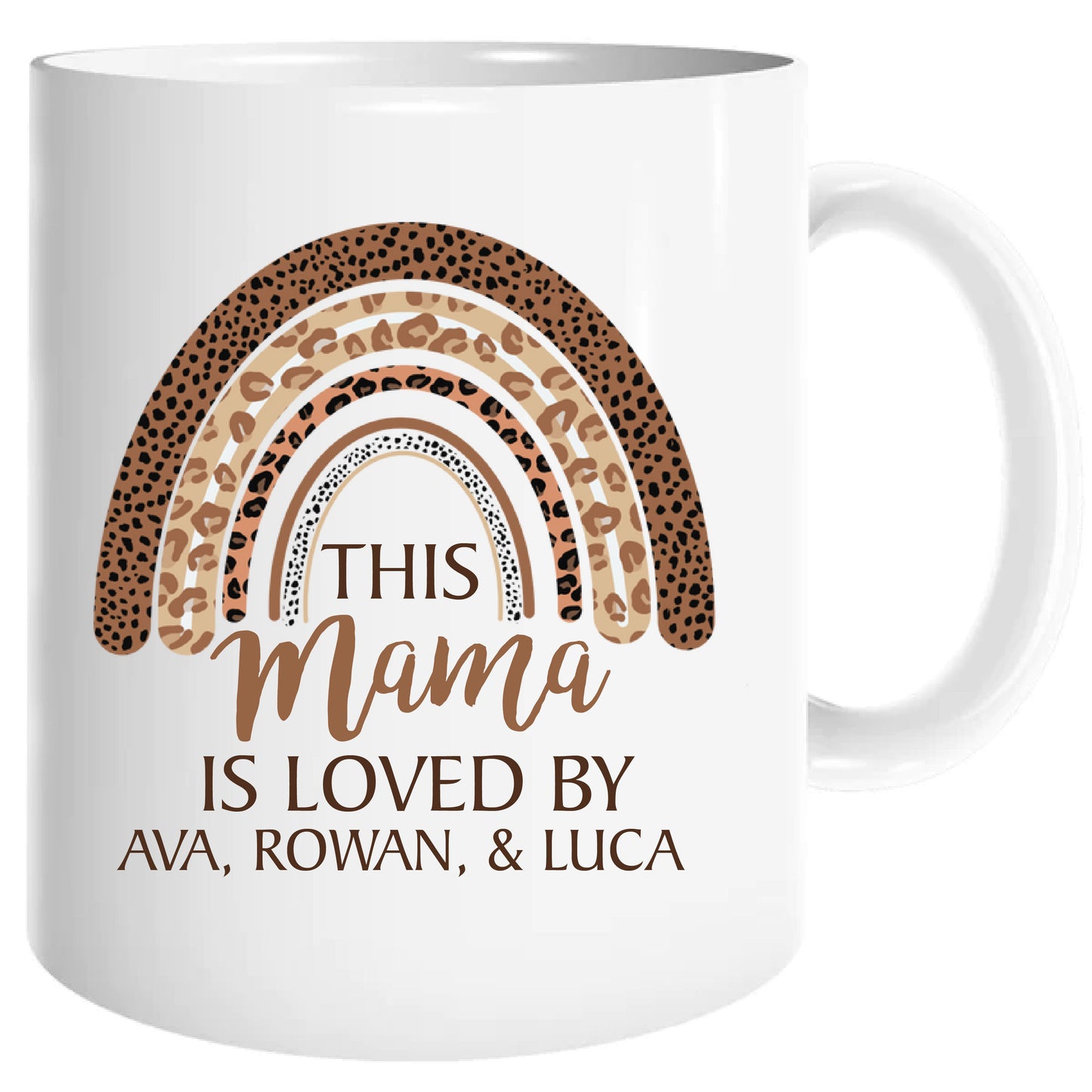 Personalized leopard rainbow mom mug