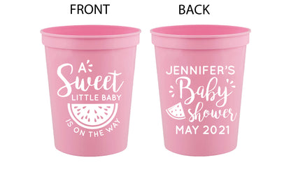 Watermelon baby shower cups