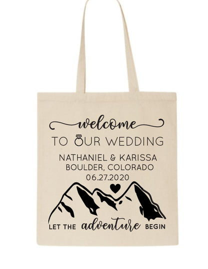 Mountain wedding welcome bags