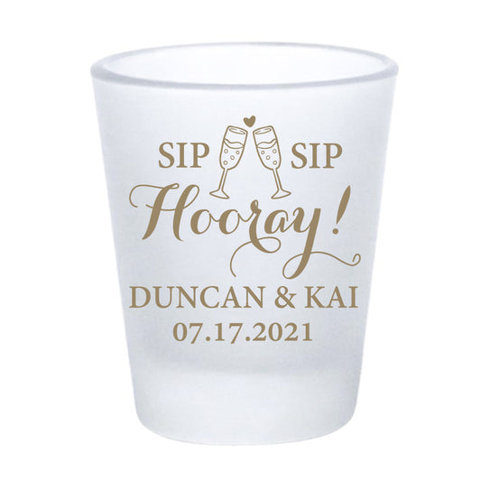 Sip sip hooray wedding shot glasses