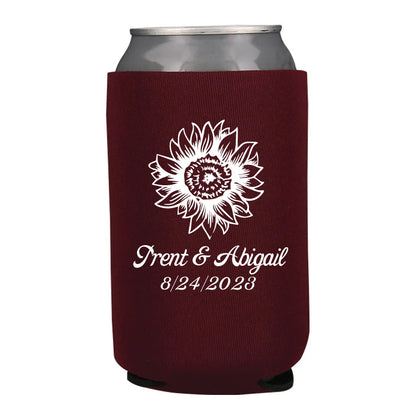 Sunflower wedding can coolers
