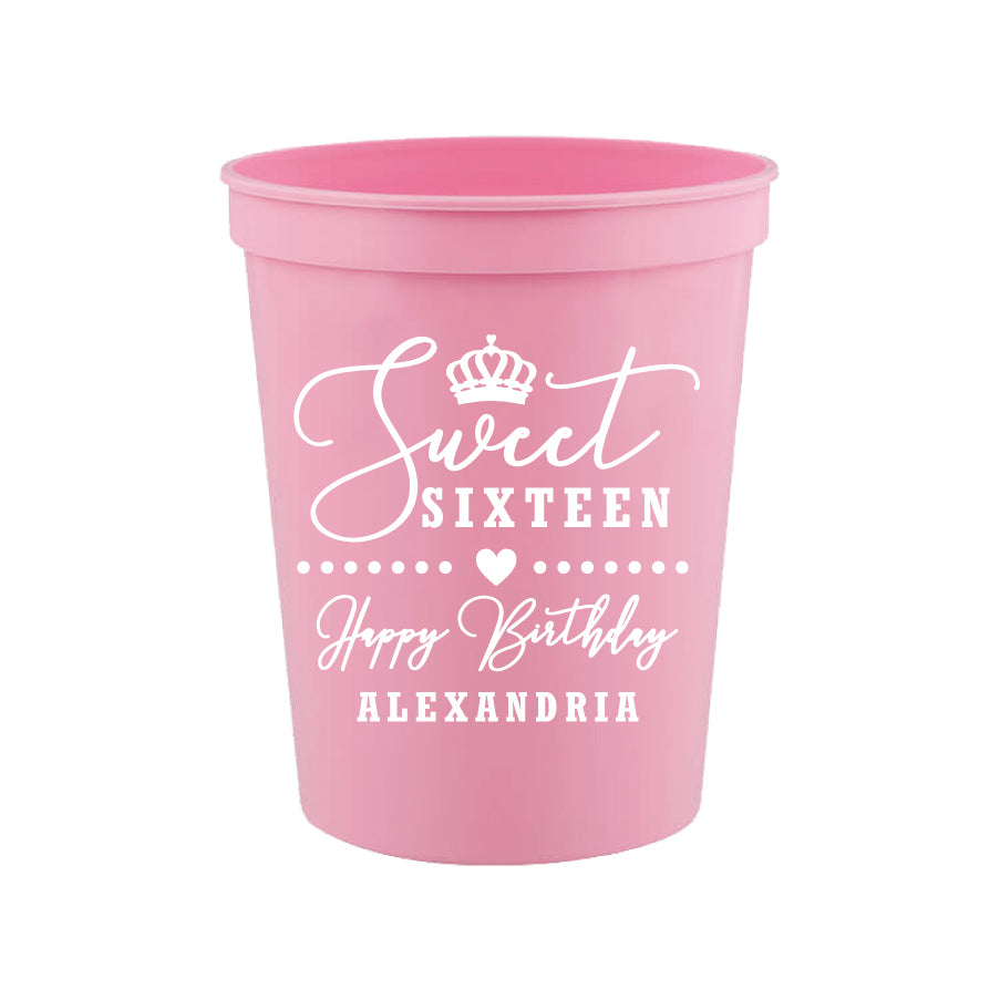 Personalized sweet 16 birthday cups 