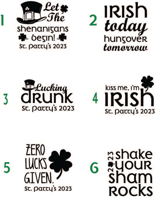 St. Patrick's Day shot glasses 2023