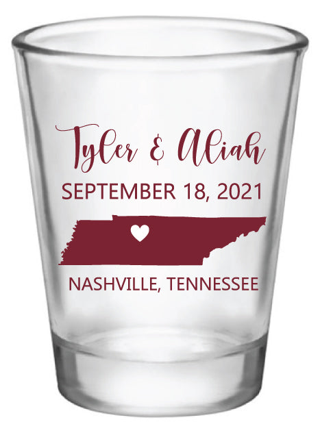 Tennessee wedding shot glasses