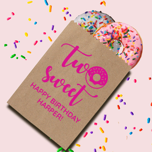 Two sweet donut treat bags for 2nd birthday party