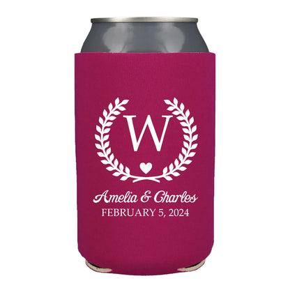 Floral Monogram Can Coolers