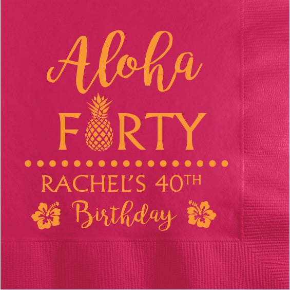 Aloha 40th birthday napkins