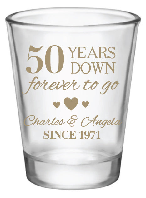 Anniversary Shot Glasses: 50 Years Down, Forever To Go