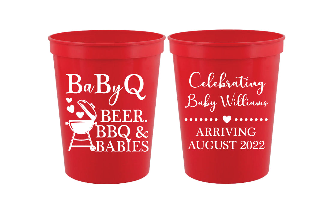 BBQ baby shower cups
