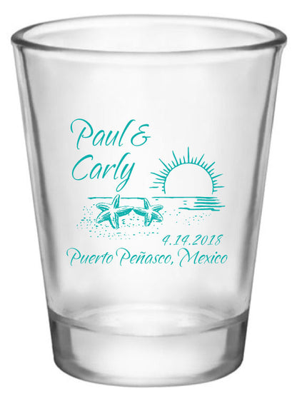 Destination wedding shot glasses