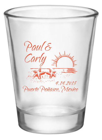 Destination wedding shot glasses