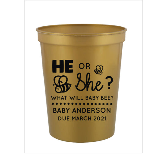 Bumblebee gender reveal cups