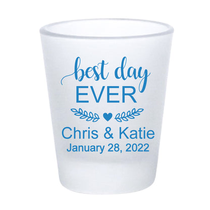 Best day ever wedding shot glasses