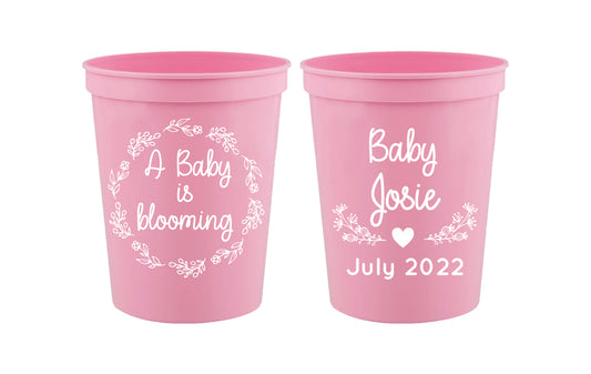 A baby is blooming- baby shower cups