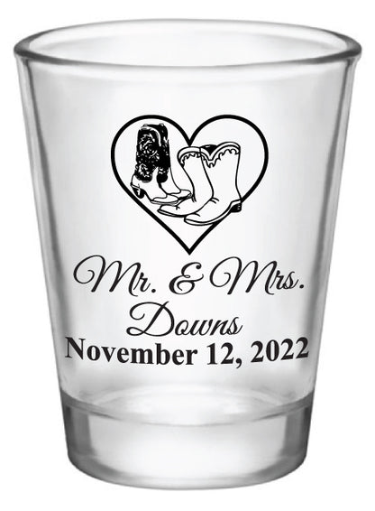 Cowboy boot wedding shot glasses