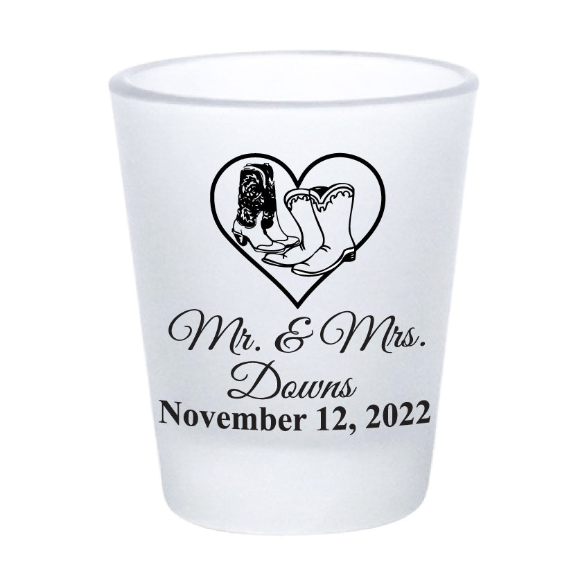 Cowboy boot wedding shot glasses