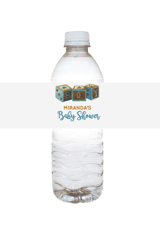 Etiquetas para botellas de agua para baby shower de niño