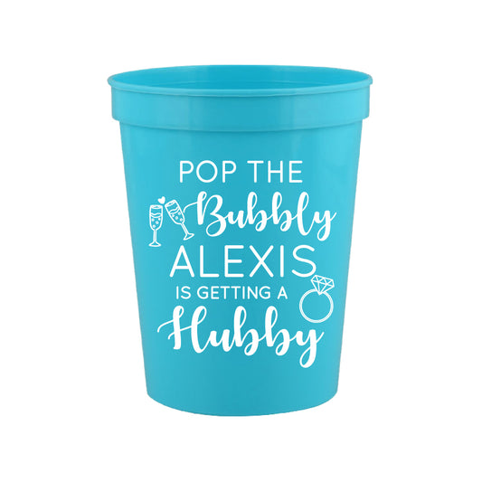 Pop the bubbly- engagement party cups