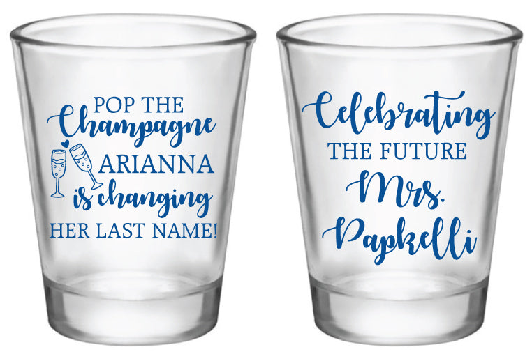 Pop the champagne- engagement shot glasses
