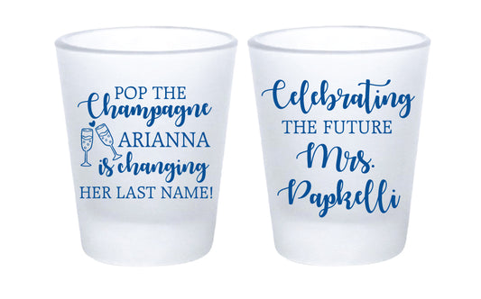 Pop the champagne- engagement shot glasses