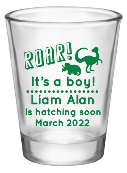 Dinosaur baby shower shot glasses