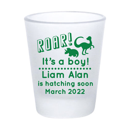 Dinosaur baby shower shot glasses