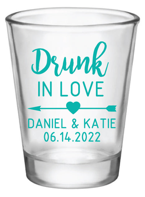 Drunk in love wedding shot glasses