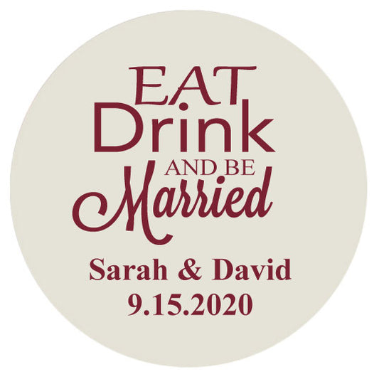 Wedding coasters, Eat drink and be married, extra thick pulp board personalized coasters