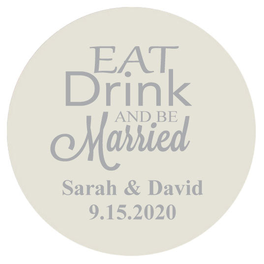 Wedding coasters, Eat drink and be married, extra thick pulp board personalized coasters