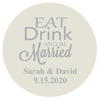 Wedding coasters, Eat drink and be married, extra thick pulp board personalized coasters