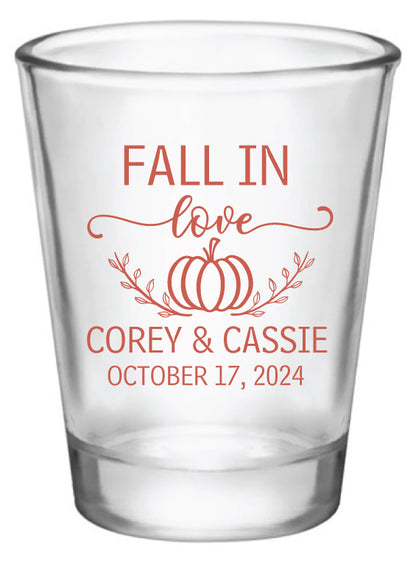 Fall in love wedding shot glasses