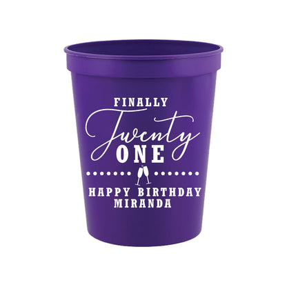 Personalized finally 21 birthday cups, 21st birthday cups 