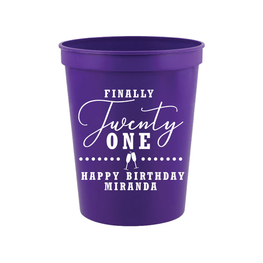 Personalized finally 21 birthday cups, 21st birthday cups 