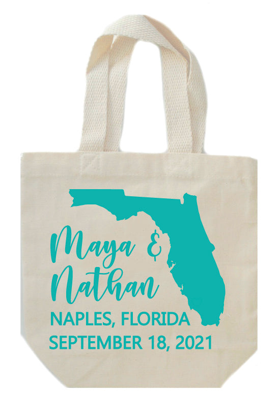 Personalized Florida wedding favors, Florida wedding bags