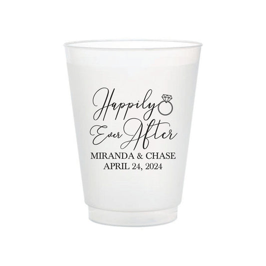 Frosted Wedding Cups- Happily Ever After Design