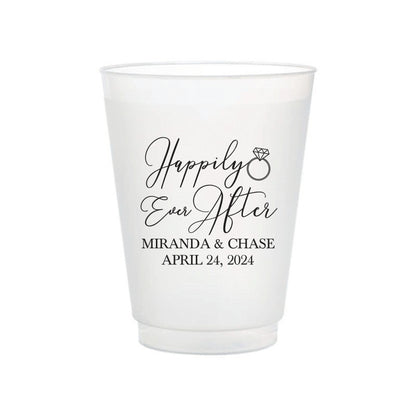 Frosted Wedding Cups- Happily Ever After Design