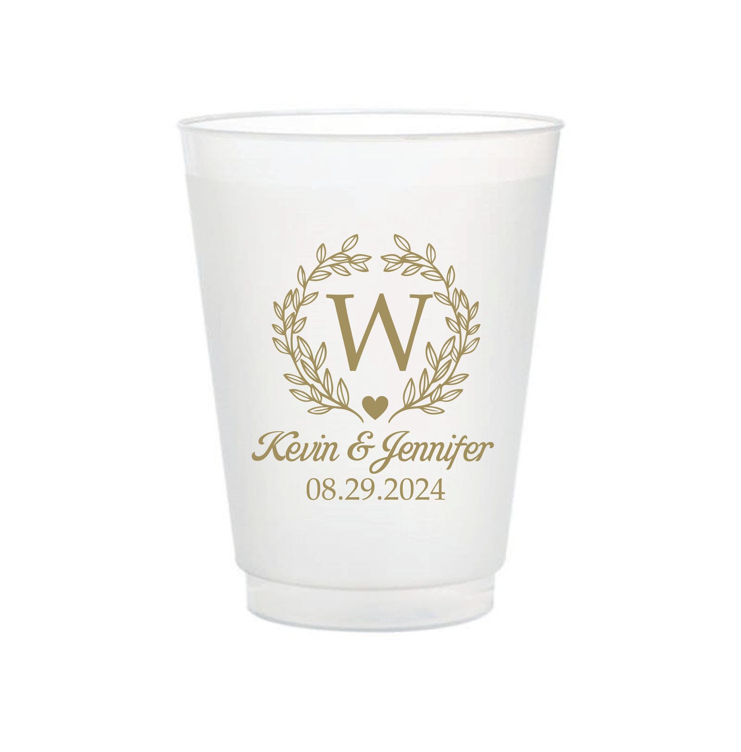 Frosted Wedding Cups- Floral Monogram Design