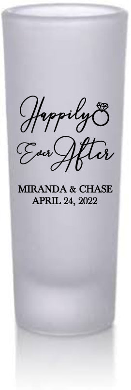 Tall frosted shot glasses- Happily ever after