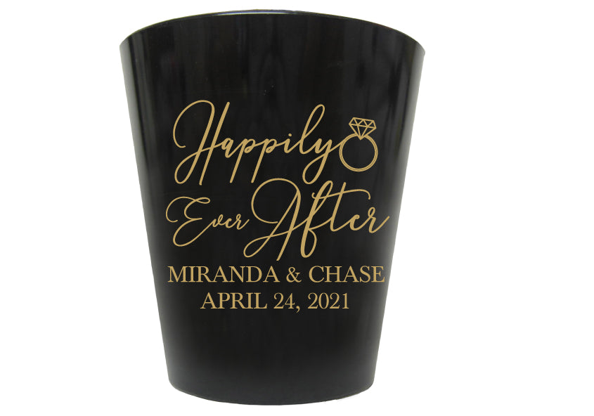 Plastic shot glasses- Happily ever after
