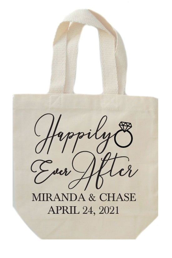 Happily ever after wedding tote bags