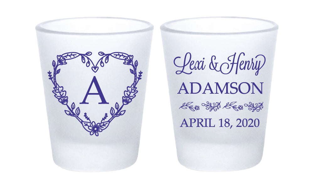 Heart monogram shot glasses