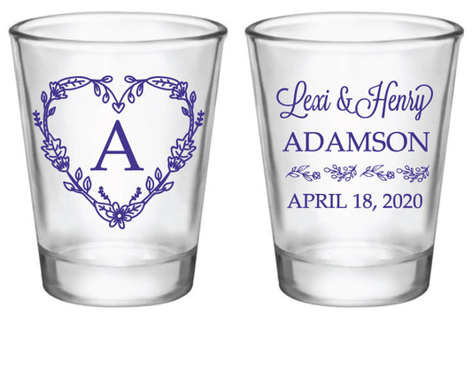 Heart monogram shot glasses