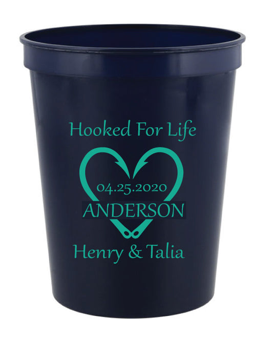 Hooked for life wedding cups