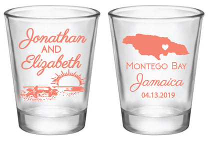 Jamaica wedding shot glasses