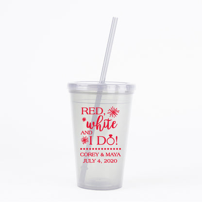 Personalized 4th of july wedding cups 