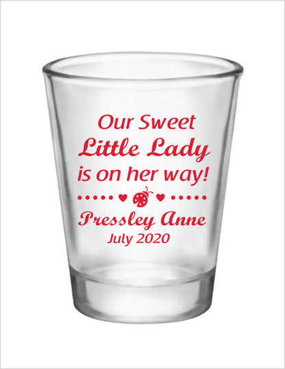 Lady bug baby shower shot glasses