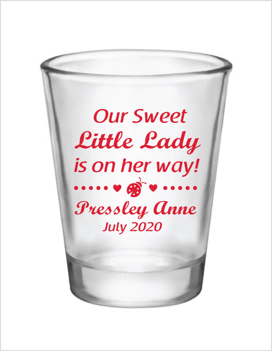 Lady bug baby shower shot glasses