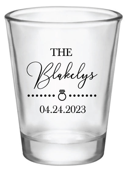 Last name wedding shot glasses