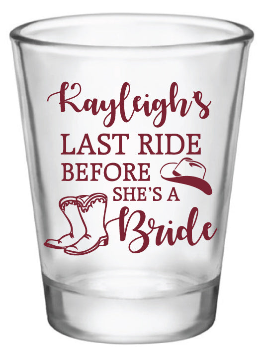 Last ride before she's a bride- Bachelorette shot glasses
