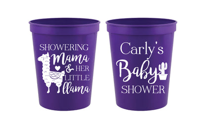 Llama baby shower cups